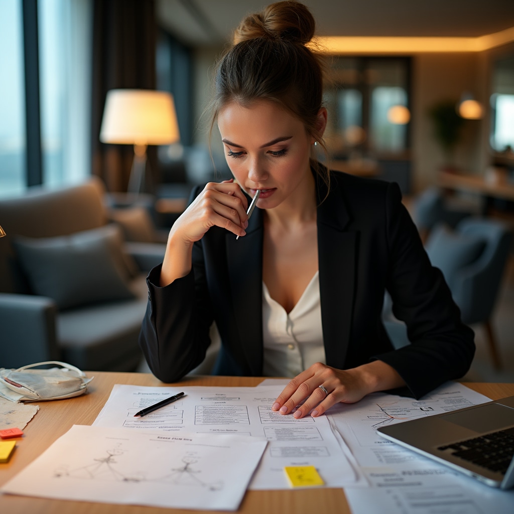 Manager analyzing business decision