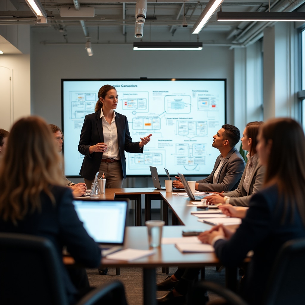 Analytical thinking training session with business professionals